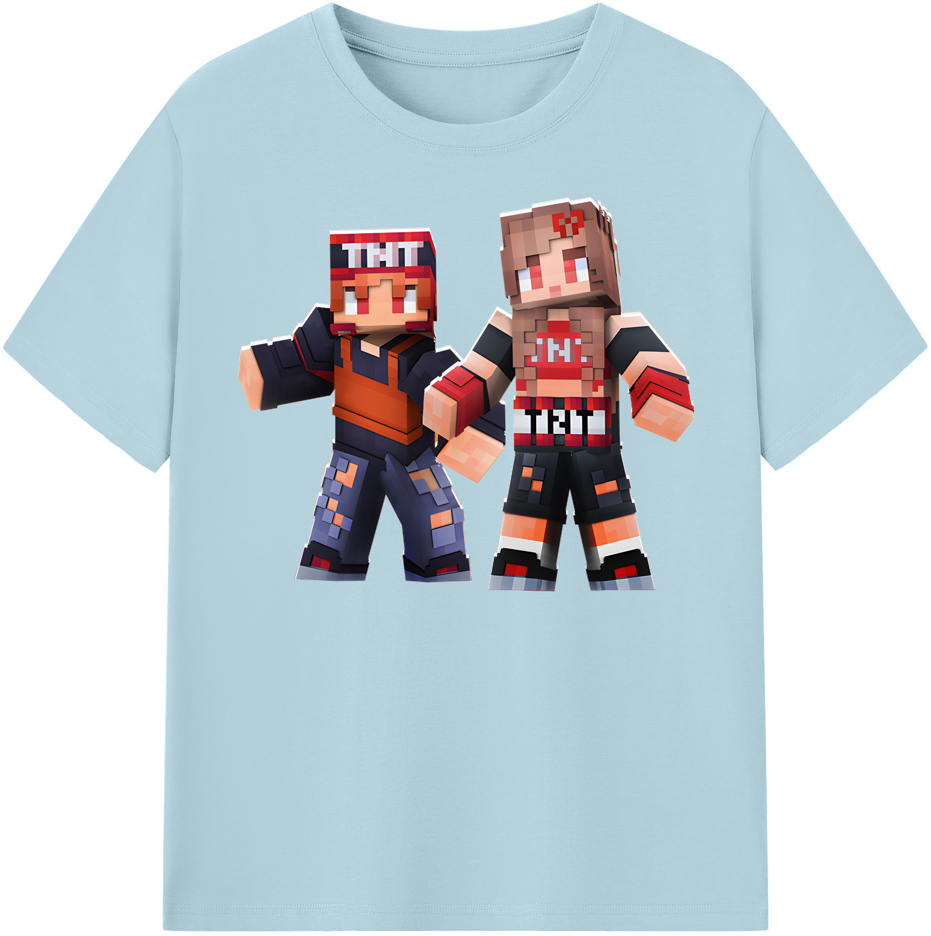 （画像用） マインクラフト ブロックの世界 Minecraft MC Block world 綿100％半袖Tシャツ（フロントプリント）